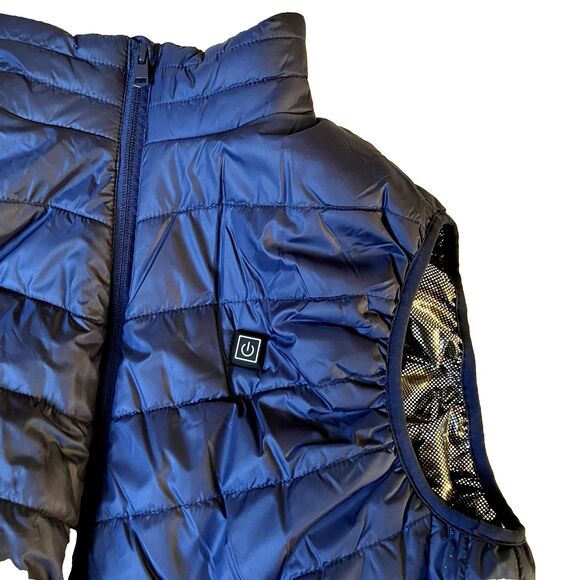 Heated Puffer Vest Changeown Sleeveless Blue USB Zip M L Women Ski Snowboard - Picture 12 of 16